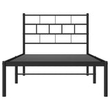 Metal Bed Frame without Mattress with Headboard Black 90x190 cm