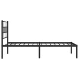 Metal Bed Frame without Mattress with Headboard Black 90x190 cm - Rear View