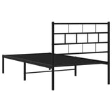 Metal Bed Frame without Mattress with Headboard Black 90x190 cm