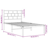 Metal Bed Frame without Mattress with Headboard Black 90x190 cm