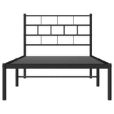 Metal Bed Frame without Mattress with Headboard Black 107x203 cm King Single - 45-Degree Angle