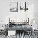 Metal Bed Frame without Mattress with Headboard Black 135x190 cm