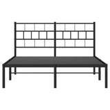 Metal Bed Frame without Mattress with Headboard Black 135x190 cm