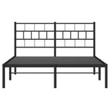 Metal Bed Frame without Mattress with Headboard Black 135x190 cm - Rear View