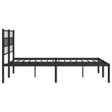 Metal Bed Frame without Mattress with Headboard Black 135x190 cm - Close-Up Angle
