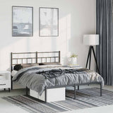 Metal Bed Frame without Mattress with Headboard Black 135x190 cm