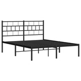 Metal Bed Frame without Mattress with Headboard Black 150x200 cm - 45-Degree Angle