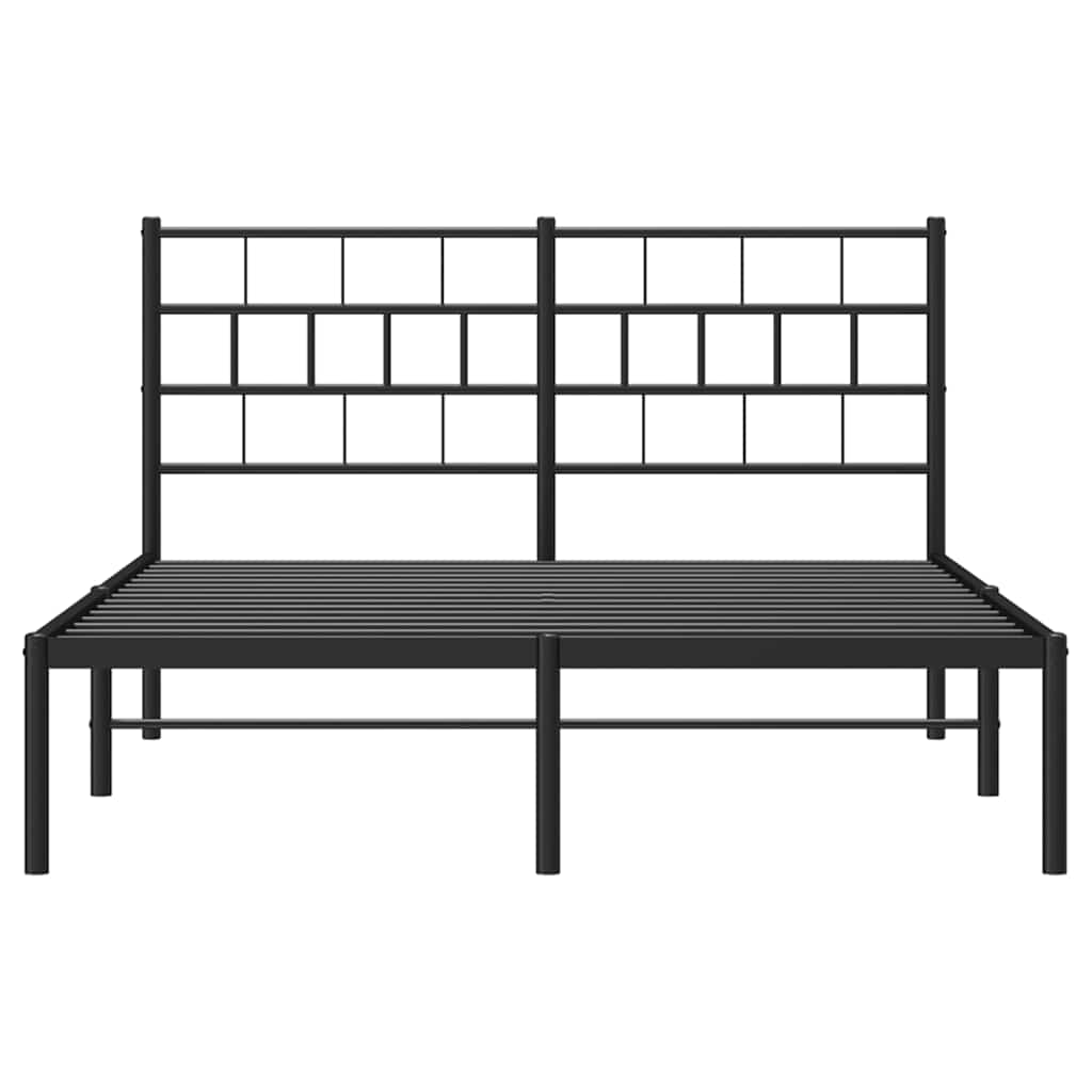 Metal Bed Frame without Mattress with Headboard Black 150x200 cm