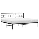Metal Bed Frame without Mattress with Headboard Black 183x203 cm King - Side View