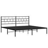 Metal Bed Frame without Mattress with Headboard Black 183x203 cm King - Top-Down View