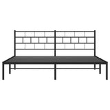 Metal Bed Frame without Mattress with Headboard Black 183x203 cm King