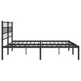 Metal Bed Frame without Mattress with Headboard Black 183x203 cm King - Rear View