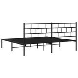 Metal Bed Frame without Mattress with Headboard Black 183x203 cm King - Close-Up Angle