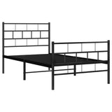 Metal Bed Frame without Mattress with Footboard Black 90x190 cm - Top-Down View