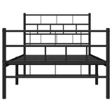 Metal Bed Frame without Mattress with Footboard Black 90x190 cm - 45-Degree Angle