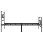 Metal Bed Frame without Mattress with Footboard Black 90x190 cm