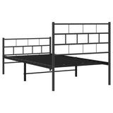 Metal Bed Frame without Mattress with Footboard Black 90x190 cm - Close-Up Angle