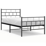 Metal Bed Frame without Mattress with Footboard Black 107x203 cm King Single