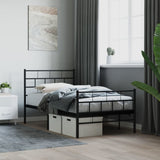 Metal Bed Frame without Mattress with Footboard Black 107x203 cm King Single