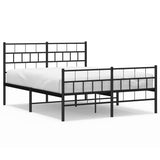 Metal Bed Frame without Mattress with Footboard Black 135x190 cm - Front View