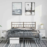 Metal Bed Frame without Mattress with Footboard Black 135x190 cm - Top-Down View