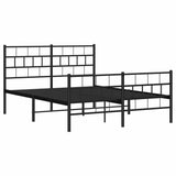 Metal Bed Frame without Mattress with Footboard Black 135x190 cm