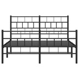 Metal Bed Frame without Mattress with Footboard Black 135x190 cm - Rear View