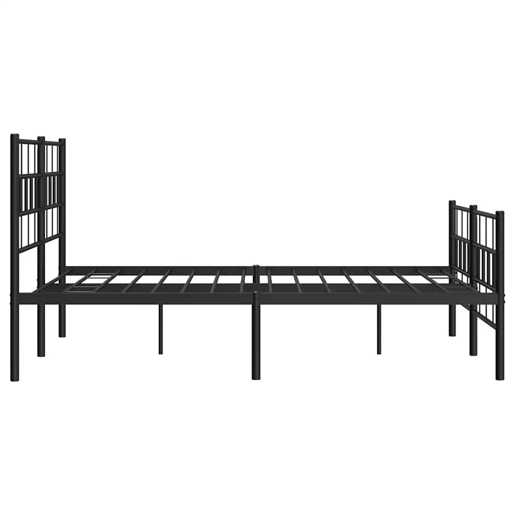 Metal Bed Frame without Mattress with Footboard Black 135x190 cm