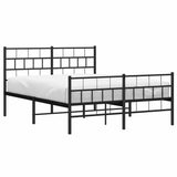 Metal Bed Frame without Mattress with Footboard Black 150x200 cm - Side View