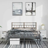 Metal Bed Frame without Mattress with Footboard Black 150x200 cm