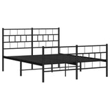 Metal Bed Frame without Mattress with Footboard Black 150x200 cm - 45-Degree Angle