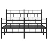 Metal Bed Frame without Mattress with Footboard Black 150x200 cm - Rear View