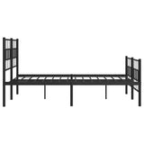 Metal Bed Frame without Mattress with Footboard Black 150x200 cm - Close-Up Angle