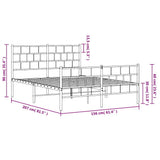 Metal Bed Frame without Mattress with Footboard Black 150x200 cm