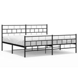 Metal Bed Frame without Mattress with Footboard Black 183x203 cm King - Front View
