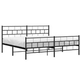 Metal Bed Frame without Mattress with Footboard Black 183x203 cm King - Side View