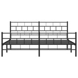 Metal Bed Frame without Mattress with Footboard Black 183x203 cm King