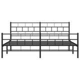 Metal Bed Frame without Mattress with Footboard Black 183x203 cm King - 45-Degree Angle