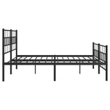 Metal Bed Frame without Mattress with Footboard Black 183x203 cm King - Rear View
