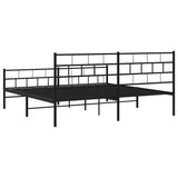 Metal Bed Frame without Mattress with Footboard Black 183x203 cm King - Close-Up Angle
