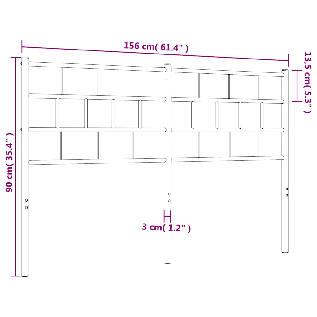 Metal Replace Headboard Black 150 cm