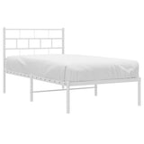 Metal Bed Frame without Mattress with Headboard White 107x203 cm King Single - Side View