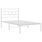 Metal Bed Frame without Mattress with Headboard White 107x203 cm King Single - Top-Down View
