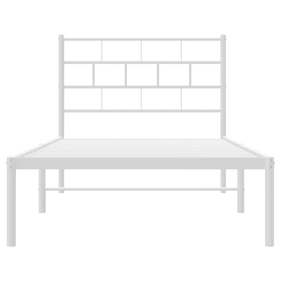 Metal Bed Frame without Mattress with Headboard White 107x203 cm King Single