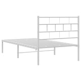 Metal Bed Frame without Mattress with Headboard White 107x203 cm King Single - Close-Up Angle