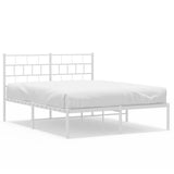 Metal Bed Frame without Mattress with Headboard White 135x190 cm - Front View