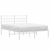 Metal Bed Frame without Mattress with Headboard White 135x190 cm - Side View