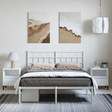 Metal Bed Frame without Mattress with Headboard White 135x190 cm - Top-Down View