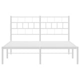 Metal Bed Frame without Mattress with Headboard White 135x190 cm