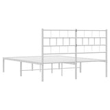 Metal Bed Frame without Mattress with Headboard White 135x190 cm - Low Angle
